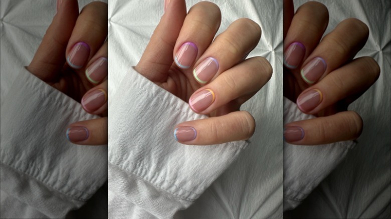 French manicure with cuticle area painted