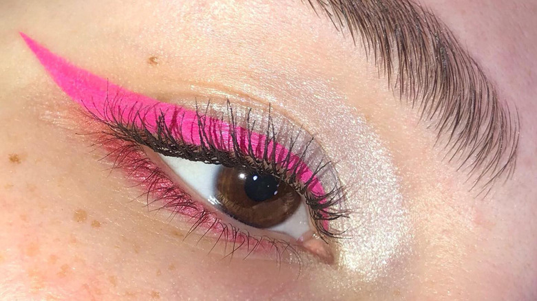 Bright pink eyeliner 