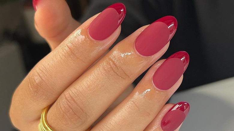 Cranberry red manicure