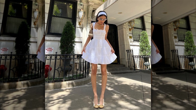 White summer dress and cotton headband