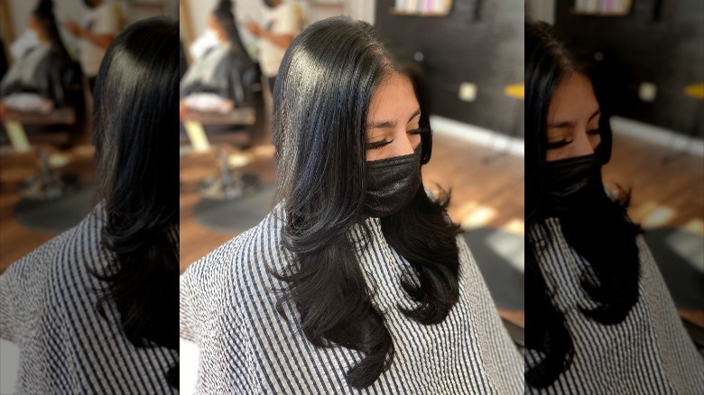 woman in salon chair