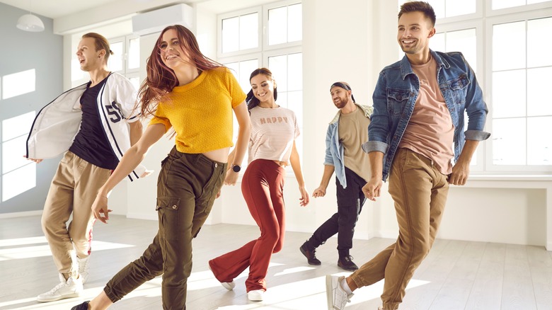 a group dancing