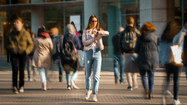 woman in crowd