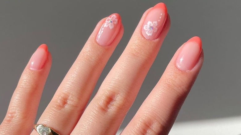 Coral french manicure 