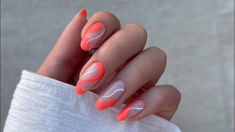 Neon coral swirls