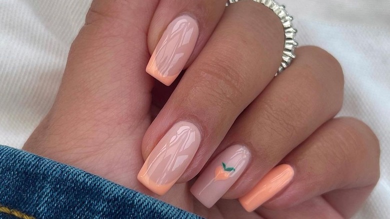 peach coral nail design