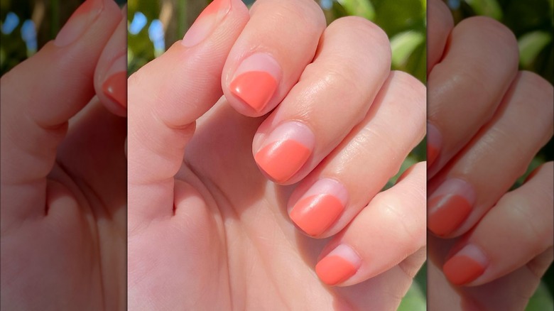 Quarter circle coral nails 