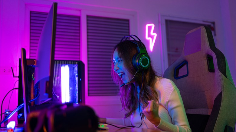 woman playing computer game