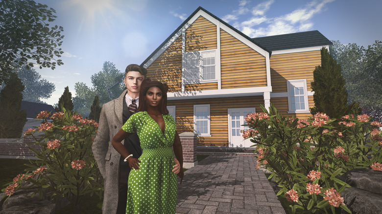 couple in front of house Second Life