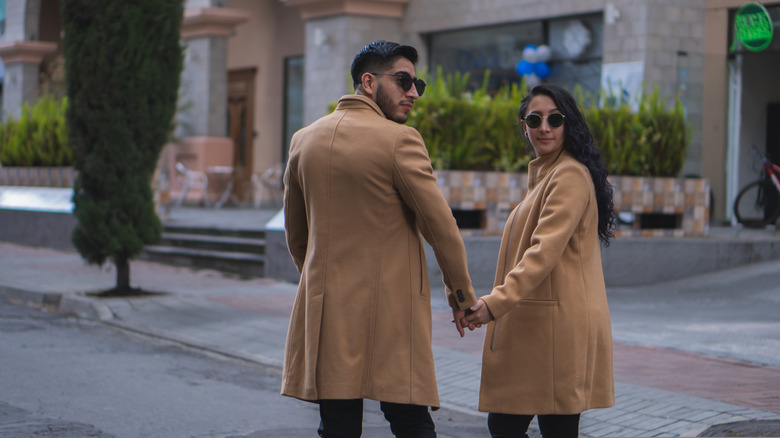 couple with matching outfit