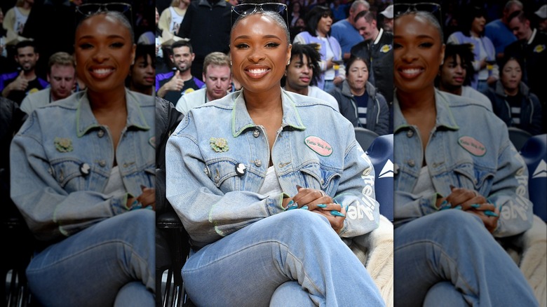 Jennifer Hudson denim jacket jeans