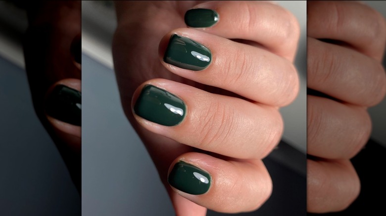 Dark green manicure