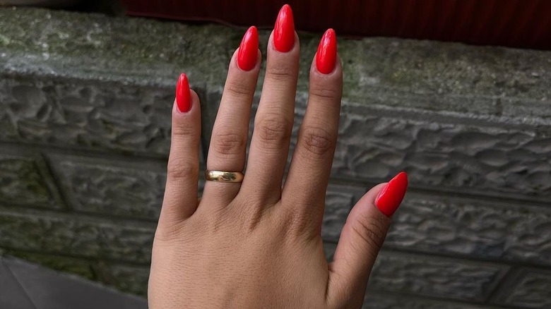 Soft red manicure