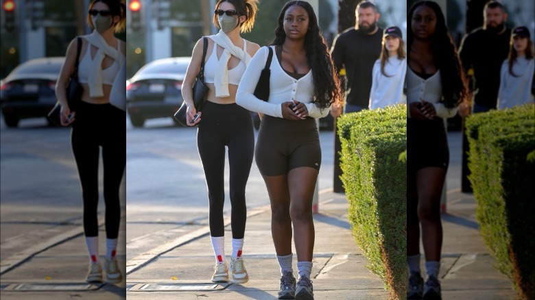 Kendall Jenner and Justine Skye walking