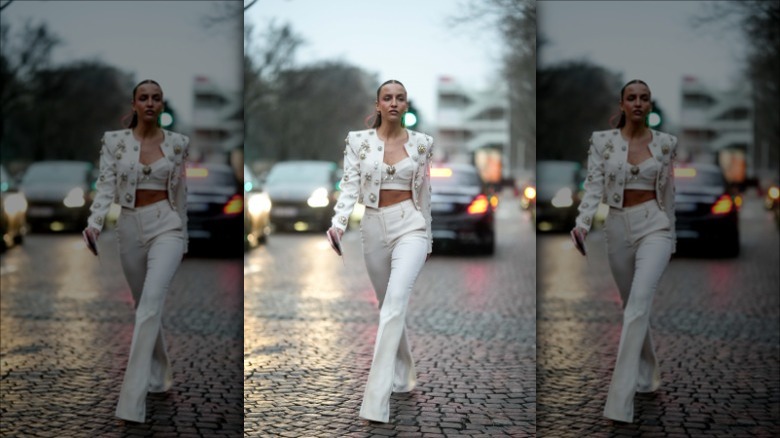 white embellished cropped jacket