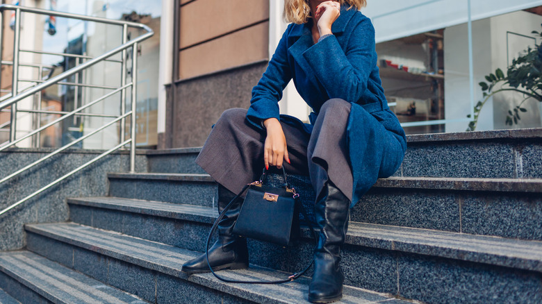 Cropped wide-leg trousers with slouchy boots