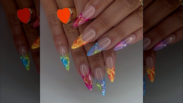 colorful crushed French tips