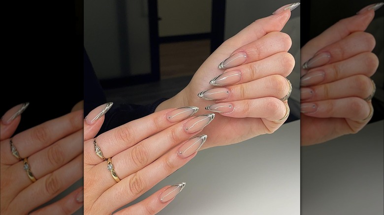 chrome crushed French tips