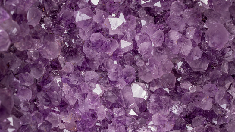 Crystals inside purple amethyst geode