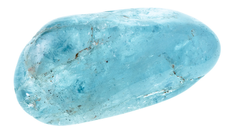 Tumbled aquamarine stone