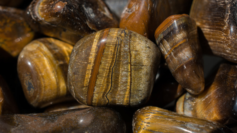 Pile of tumbled tiger's eye stones