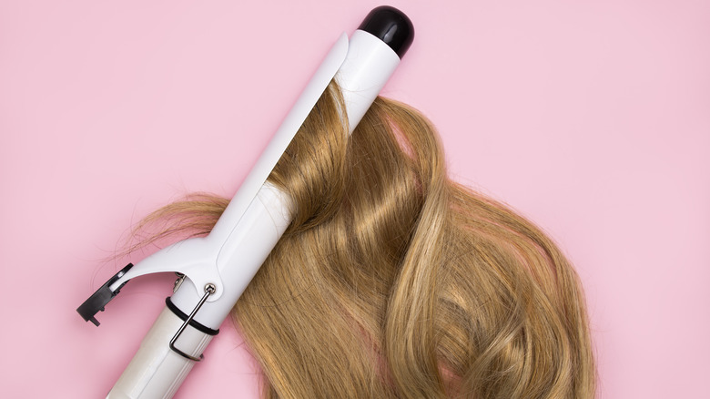 Curling iron on blonde hair