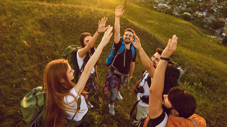 group of people hiking