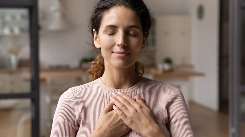 woman meditating and visualizing 