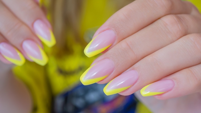 Yellow and clear manicure