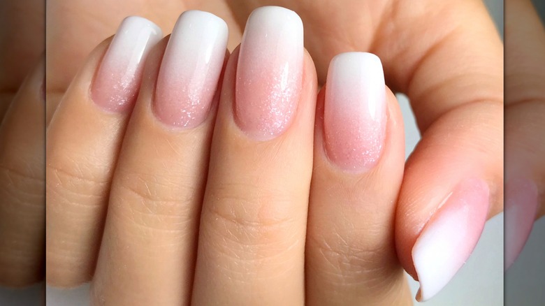 Ombre glitter French manicure