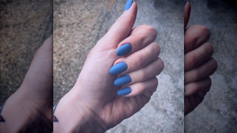 matte blue nails