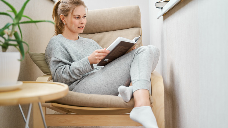 woman reading a book