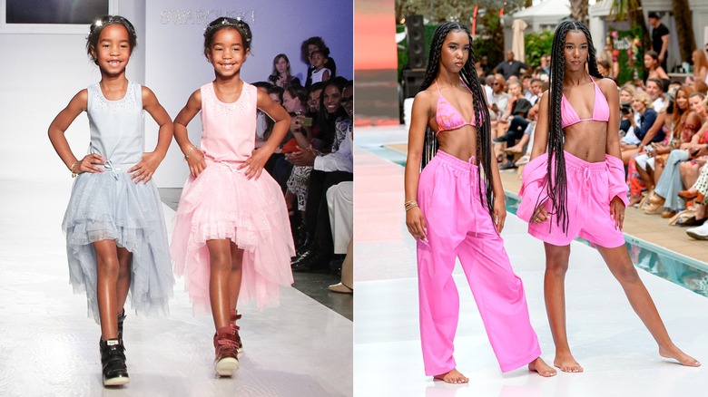 A side-by-side of Jessie and D'Lila Combs as runway models in 2013 and 2023