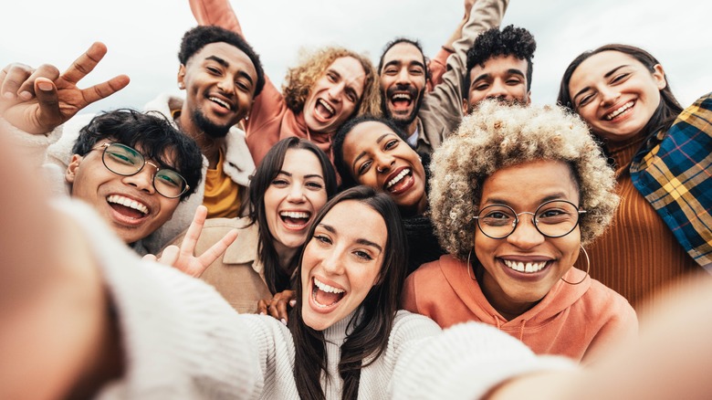 Group of friends taking selfie