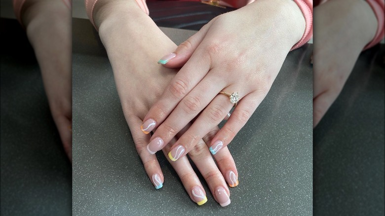 colorful french dip manicure 