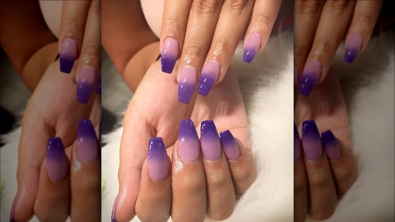 purple ombre dip nail manicure