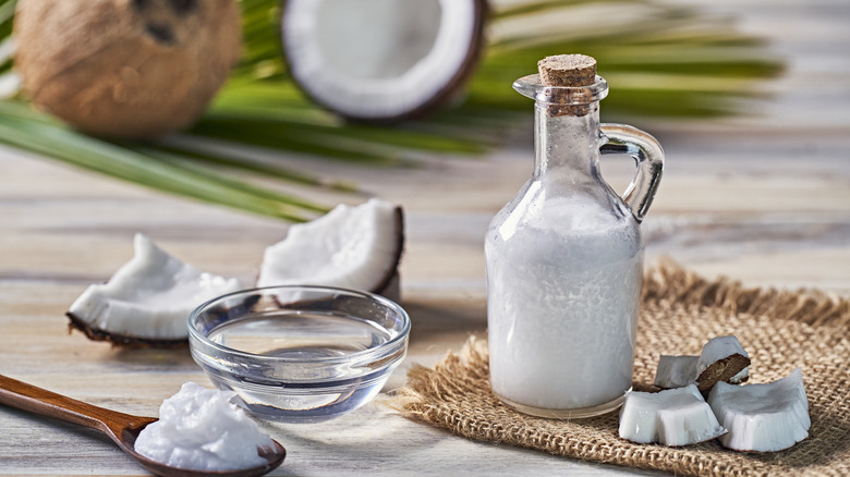 Coconut oil with raw coconut pieces