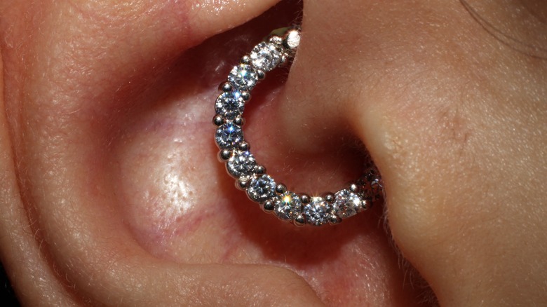 Ear with daith piercing