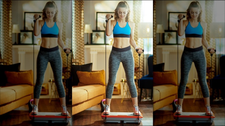 Woman on vibration plate