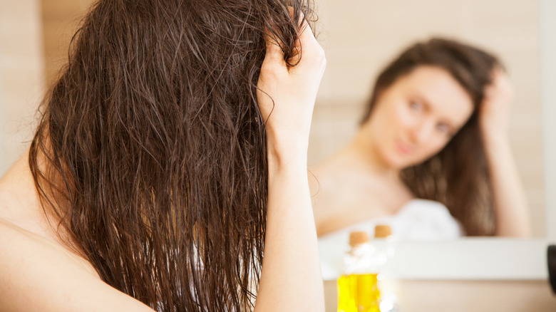 woman with oily hair