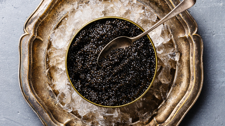 caviar on platter with ice