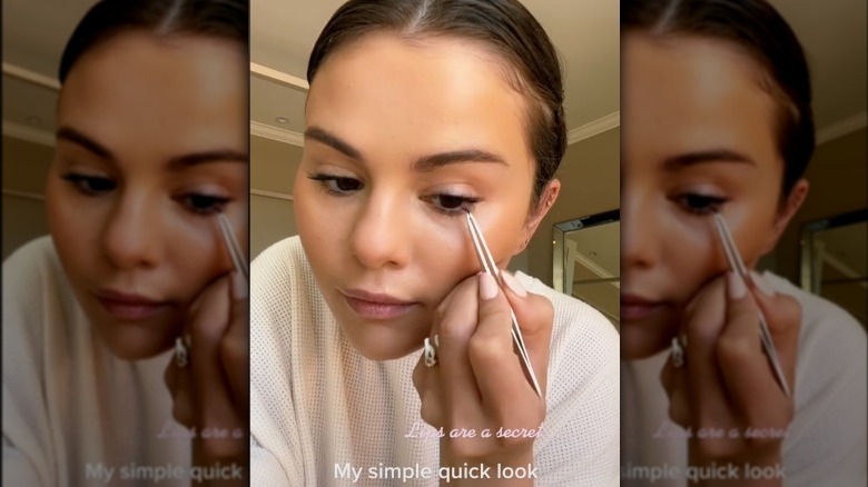 Selena Gomez doing makeup on TikTok