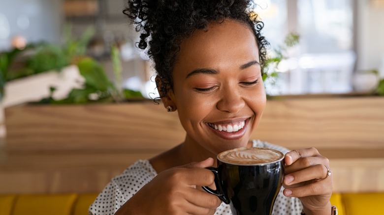 Woman drinking coffee