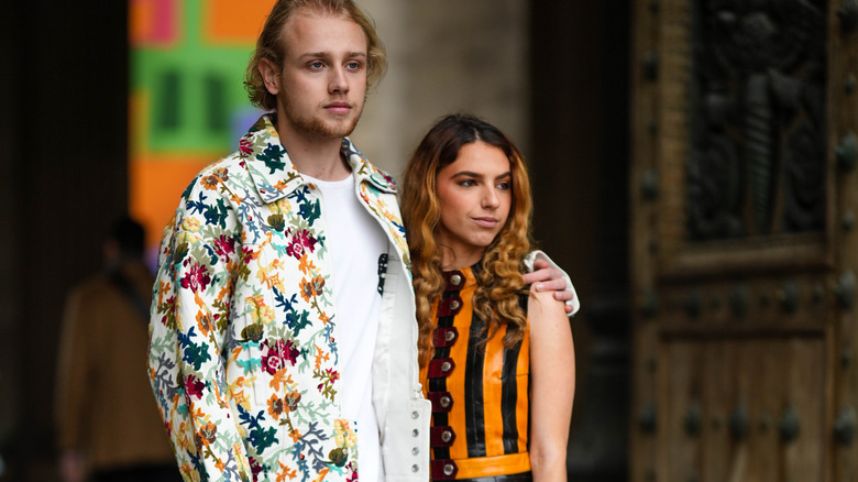 Couple dressed in patterns