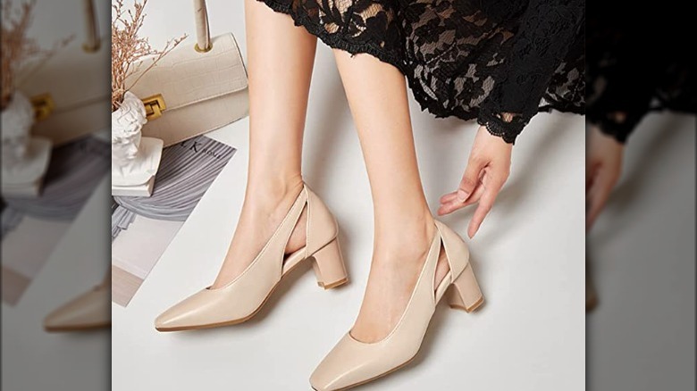 Gold square-toed shoes