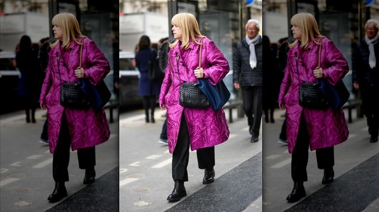 woman with crossbody and tote