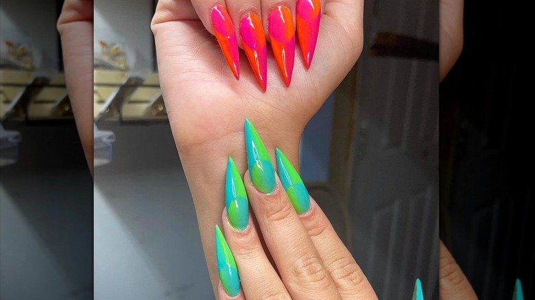 different colored double ombré nails
