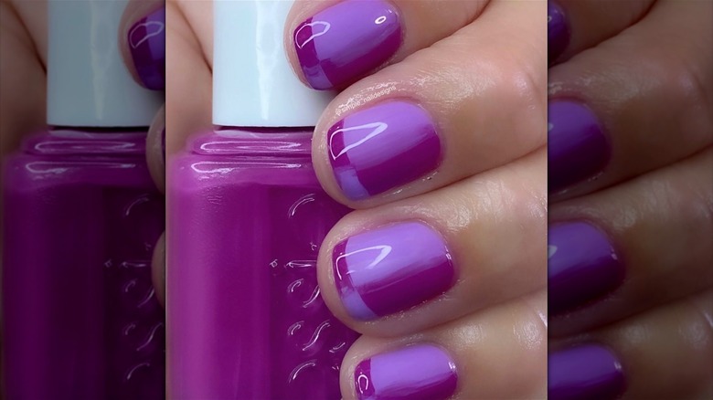 short purple double ombré nails