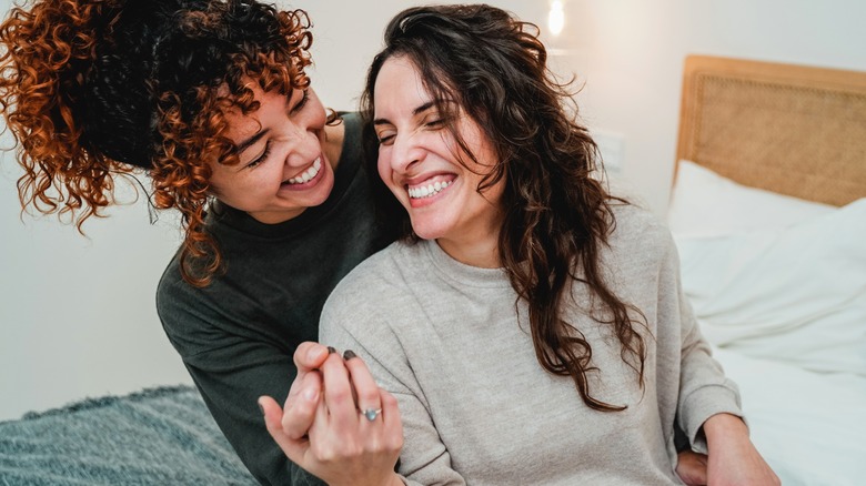 couple laughing together