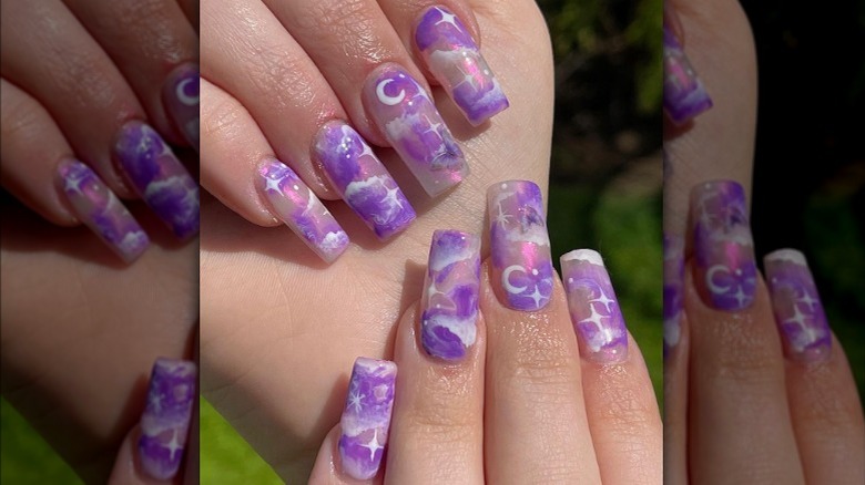 purple marble cloud nails